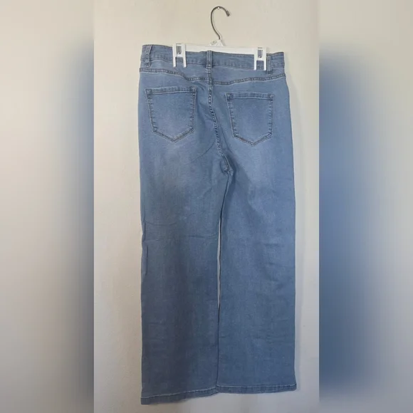 Très Chic Wide Leg Light Wash Jeans High Rise Straight Wide Leg Y2K New XL - Picture 2 of 5